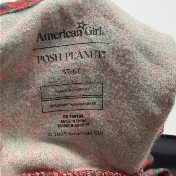 Girls American Girl x Posh Peanut Red Green Argyle Molly Nightgown Size 5/6 - Picture 4 of 5